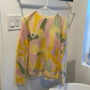 Sezane Pastel Pink and Yellow Sweater
